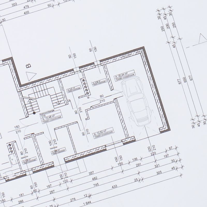 Planos de arquitecto para una obra de una casa.